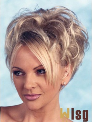 Curly Synthetic Blonde Short Fashion 3/4 Wigs