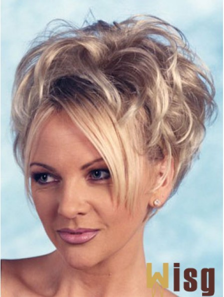 Curly Synthetic Blonde Short Fashion 3/4 Wigs