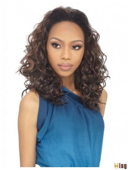 Long Curly Brown Fabulous Indian Remy Hair Half Wigs