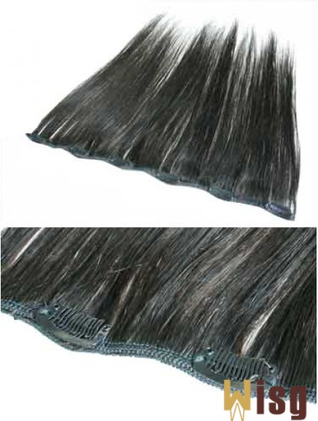 Fabulous Black Straight Remy Human Hair Clip In Hair Extensions