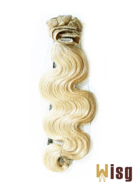 Stylish Blonde Wavy Remy Human Hair Clip In Hair Extensions