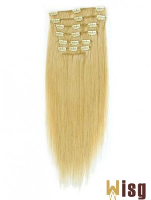 Suitable Blonde Straight Remy Human Hair Clip In Hair Extensions