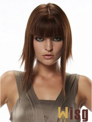 Human Hair Hairpieces Straight Style Long Length Auburn Color