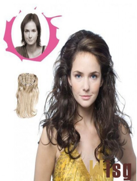Long Curly Brown Sleek Synthetic Half Wigs