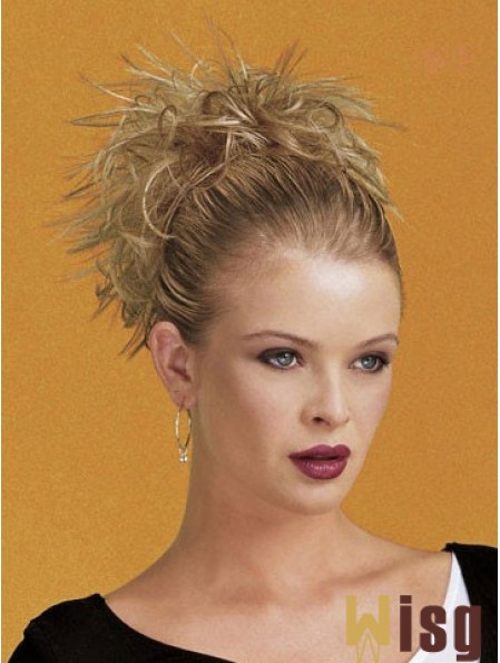 Clip On Hairpieces Short Length Blonde Color Straight Style