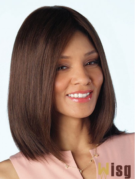 Brown Shoulder Length 14 inch Without Bangs Cheap Human Hair Wigs