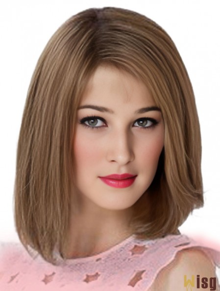 12 inch Shoulder Length New Brown Remy Human Hair Bob Wigs