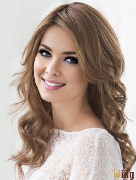 Trendy Brown Long Wavy Layered Human Hair Wigs
