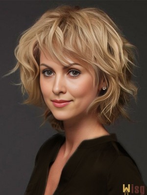 Blonde Layered Curly 12 inch Humanhair Wigs