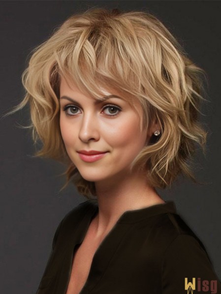 Blonde Layered Curly 12 inch Humanhair Wigs