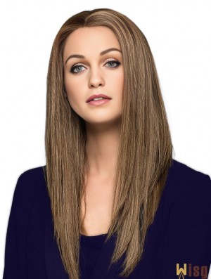 Blonde Without Bangs Straight 18 inch Human Hair Wigs For Women