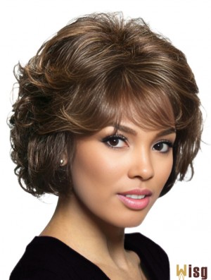 Wavy Brown Chin Length 10 inch With Bangs Handmade Wigs UK