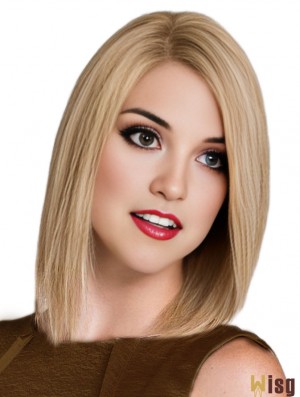 Long Bob Wigs Remy Human 100% Hand Tied Shoulder Length