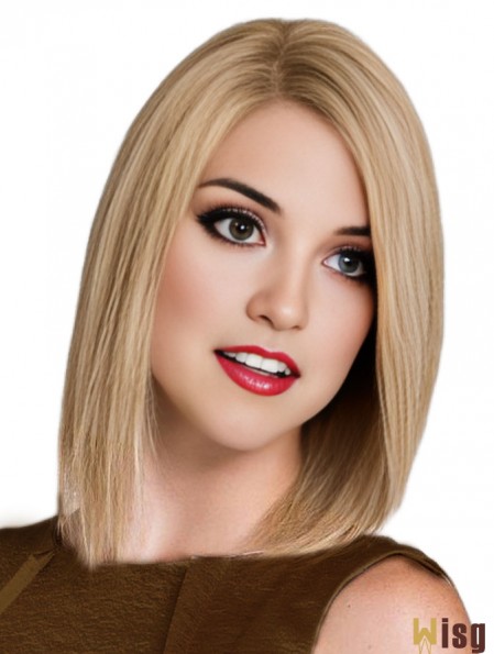 Long Bob Wigs Remy Human 100% Hand Tied Shoulder Length