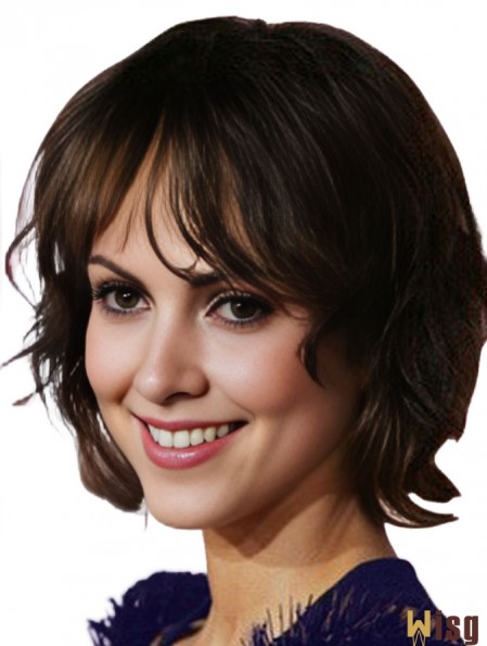  Wigs With Remy Human Lace Front Wavy Style Short Length