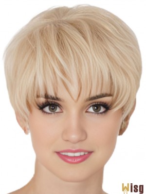Human Hair Mono Topper With Monofilament Boycuts Short Length Straight Style