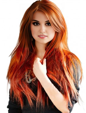 Straight Synthetic Hair Lace Wigs UK Long Length Cropped Color With Capless