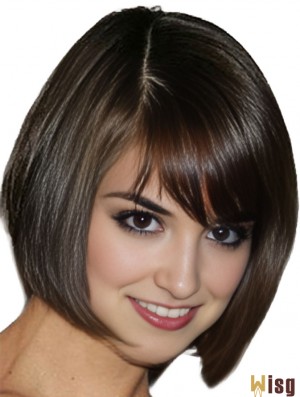 Best African American Lace Front Katie Holmes Wigs Chin Length Brown Color