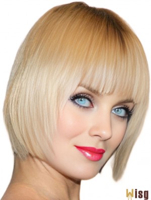 Blonde Chin Length 100% Hand-tied 10 inch  Wigs