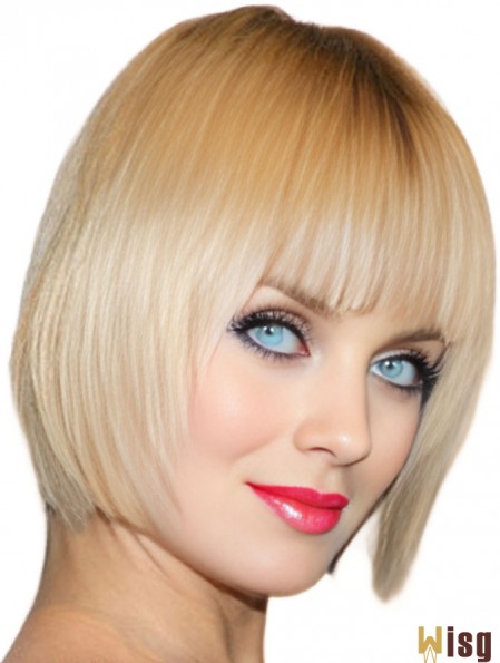 Blonde Chin Length 100% Hand-tied 10 inch  Wigs