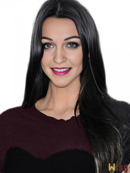Long Straight Black  Wigs Human Hair For Black Women With Monofilament