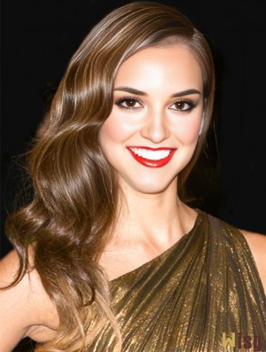 Remy Human Long Lace Front Brown Wavy  Celebrity Wigs