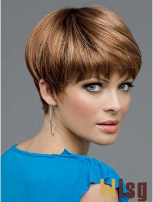 Brown Cropped Straight Boycuts Lace Front Wigs Cheap
