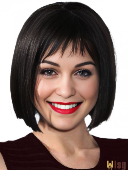 10 inch Hairstyles Black Chin Length Straight Bobs  Wigs