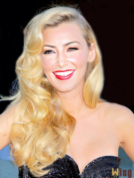 Perfect Blonde Long Wavy 24 inch Without Bangs Celebrity Lace  Wigs