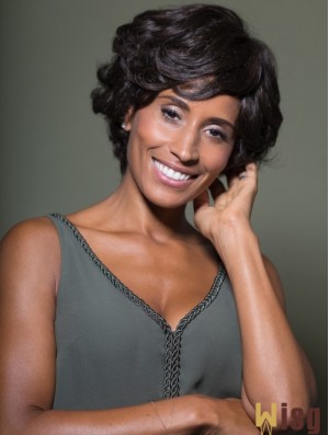 Online Chin Length Wavy Black Classic African American Wigs