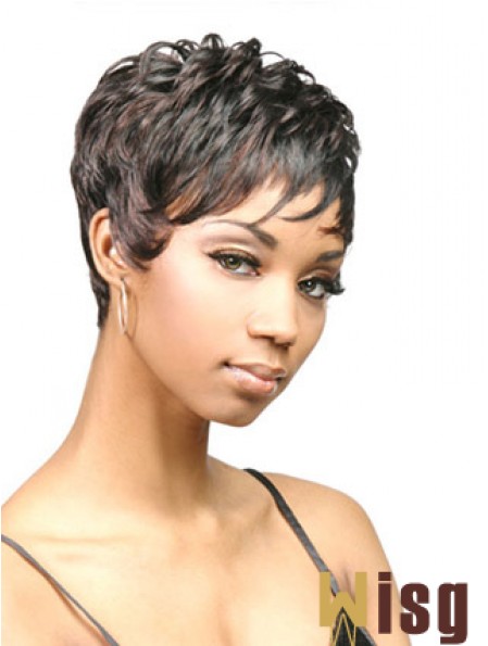 Cropped Black Wavy Boycuts Discount African American Wigs