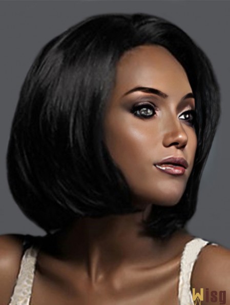 Classic Black Color Bobs Cut Chin Length Wigs For African Americans Women