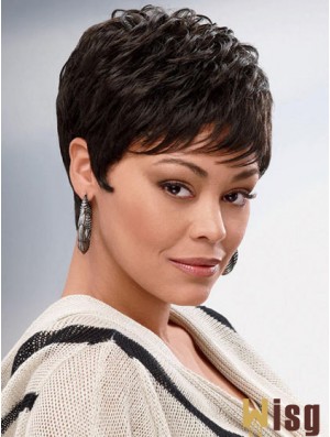 Brown Cropped Synthetic Wavy Capless Wigs For African American