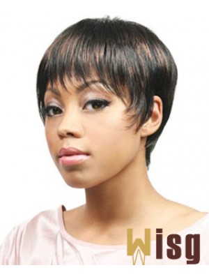 African Hair Wigs Boycuts Cropped Length Straight Style With Capless