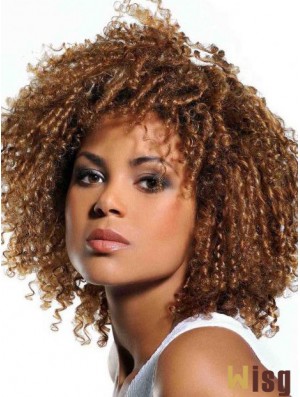 Wigs Human Hair African American Blonde Color With Bangs Kinky Style