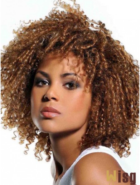 Wigs Human Hair African American Blonde Color With Bangs Kinky Style