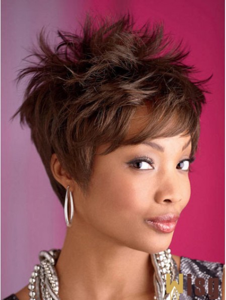 8 inch Boycuts Cropped Synthetic Capless Hairstyles For African American Women