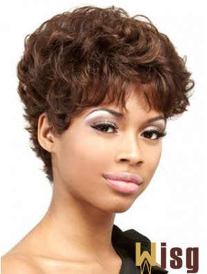 Cropped Auburn Curly Boycuts Convenient African American Wigs
