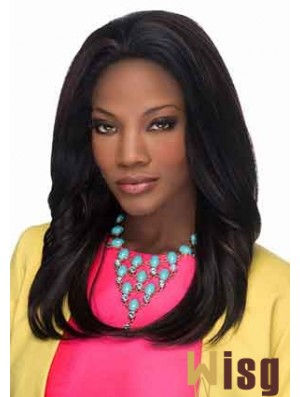 Fashion Black Long Layered Straight Glueless Lace Front Wigs