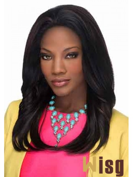 Fashion Black Long Layered Straight Glueless Lace Front Wigs
