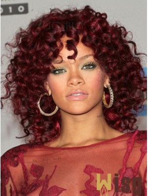 Red 14 inch Capless African American Curly Bob Wigs For Black Women