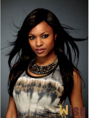 Trendy Long Straight 18 inch Synthetic Glueless Lace Front Wigs