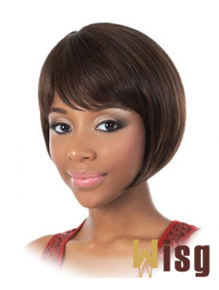 Chin Length Brown Straight Bobs Fashion African American Wigs