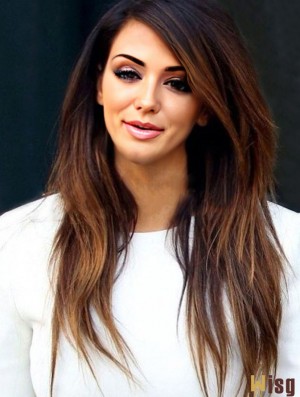 Full Lace Long Brown Layered Straight Black Woman Hair Girls
