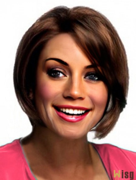Chin Length Bobs Straight Auburn Capless African American Hair Straighteners