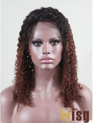 Shoulder Length Curly Without Bangs Full Lace 14 inch Comfortable Black Women Wigs