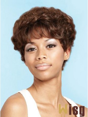 Short Brown Curly Layered Beautiful African American Wigs