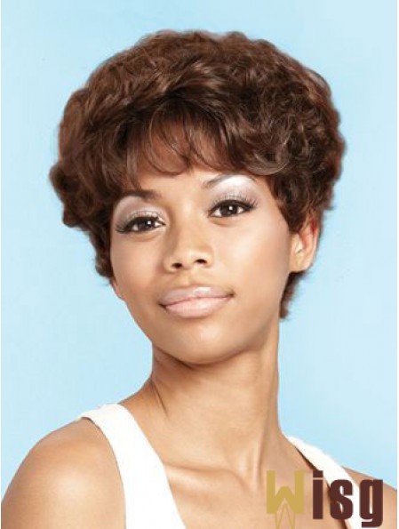Short Brown Curly Layered Beautiful African American Wigs