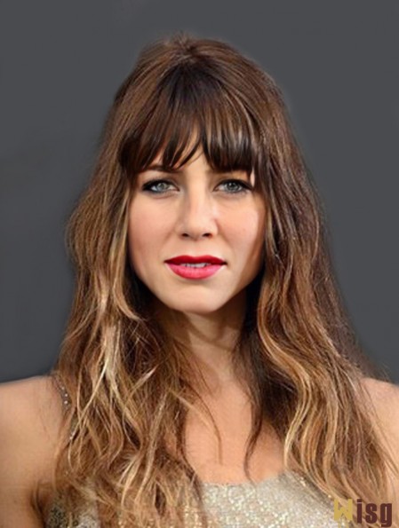 Long Brown Wavy With Bangs Fashion African American Wigs