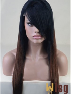 Long Straight With Bangs Full Lace 26 inch Stylish Black Women Wigs